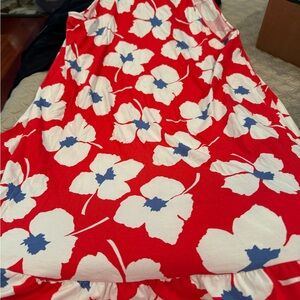 Loft Red white and blue floral dress NWT Size Large
